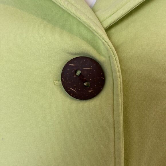 Fresh Produce Jacket Boxy Fit Soft Lime Color Large Wooden Buttons Cotton SZ Med - Picture 2 of 6